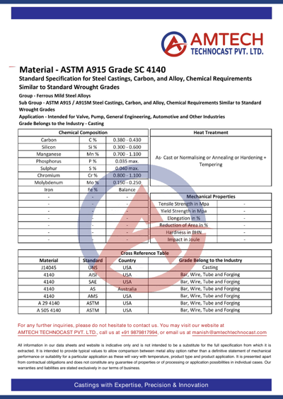 ASTM A915 Grade SC 4140